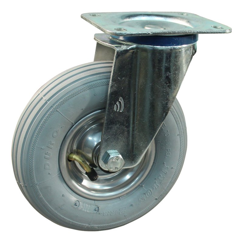 swivel castor 200x50 1.25x3.8 (200x50) ET0 NL60mm steel HF-207A silver grey 200mm 30 plate mounting SS roller bearing