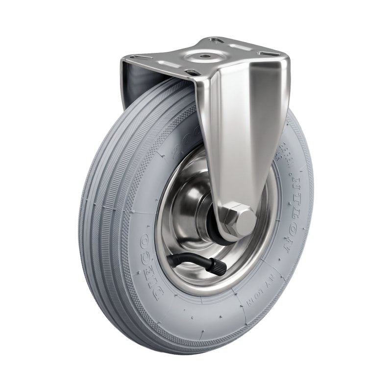 fixed castor 200x50 1.25x3.8 (200x50) ET0 NL60mm steel HF-207A silver grey 200mm 30 plate mounting SS roller bearing