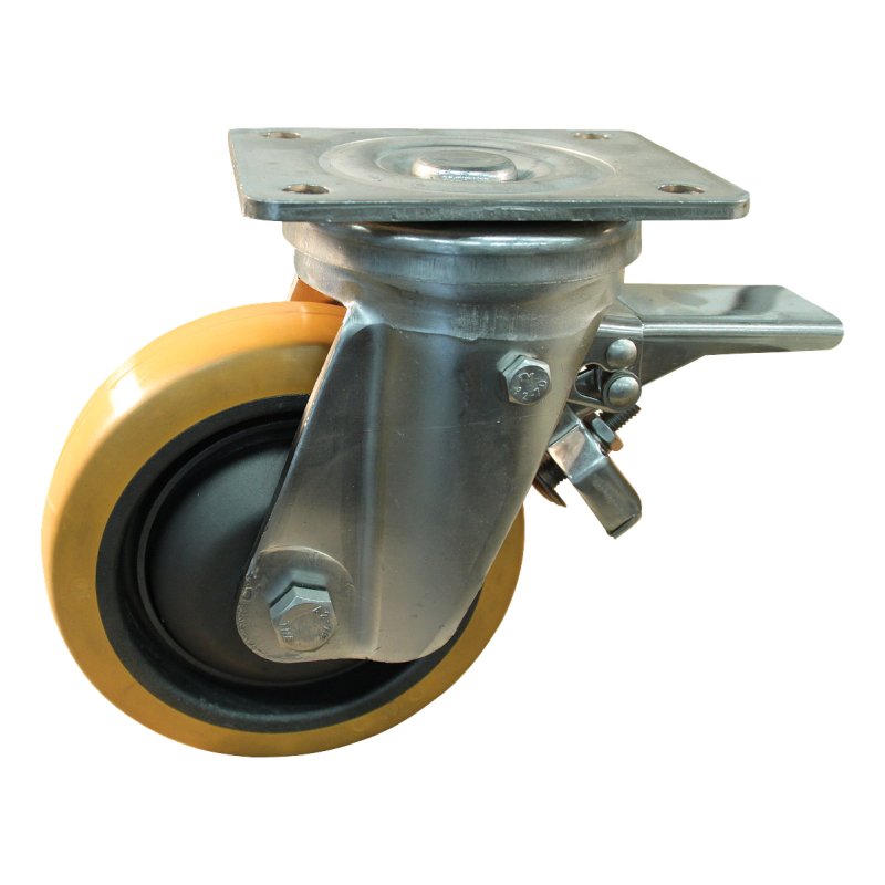 Lenkrolle mit Feststeller 200mm serie 21 ᠆ 36 Plattenbefestigung Kugellager aus rostfreiem Stahl