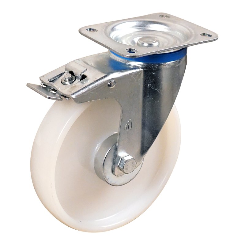 swivel castor with brake series 34-12 plate mounting roller bearing