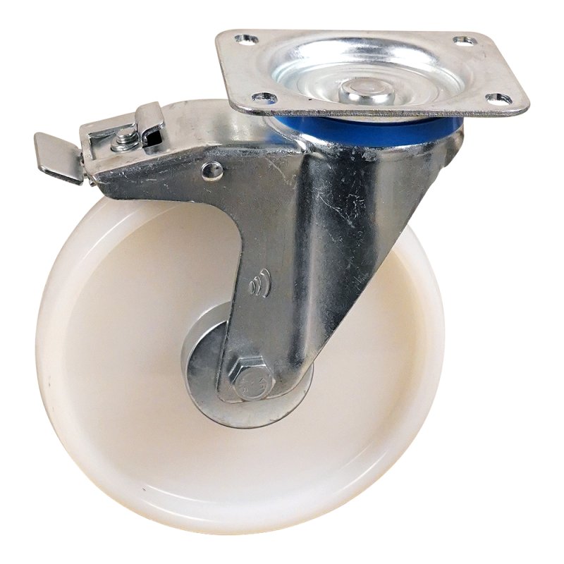swivel castor with brake series 34-12 plate mounting roller bearing