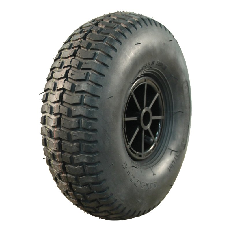 luchtband + wiel 11x4.00-4 2.10x4 ET0 glijlager Ø20 NL75mm kunststof V-3502 zwart