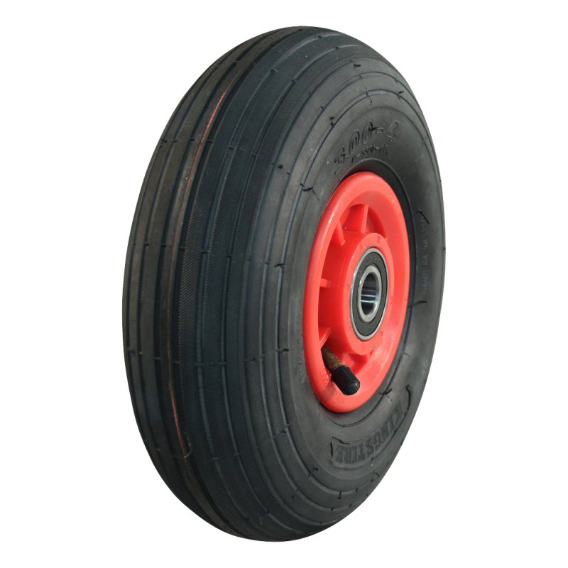 luchtband + wiel 3.00-4 2.10x4 ET0 NL75mm kunststof S-2301 rood