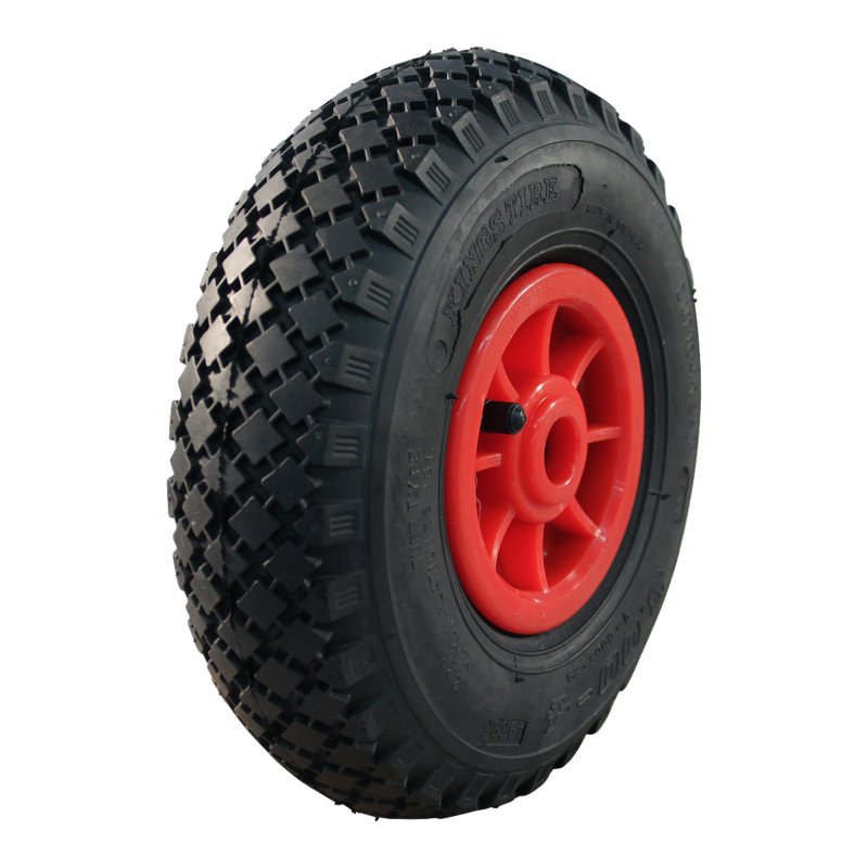 pneu + roue 3.00-4 2.10x4 ET0 roulement à rouleaux Ø20 NL75mm plastique S-2303 Rouge