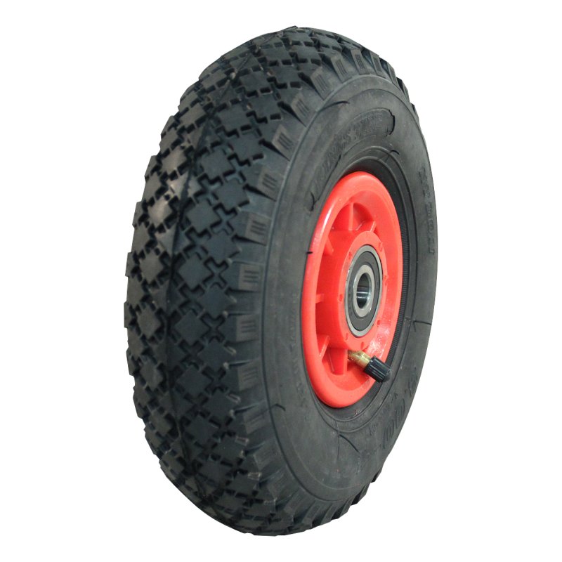 air tire + wheel 3.00-4 2.10x4 ET0 NL75mm plastic S-2303 red