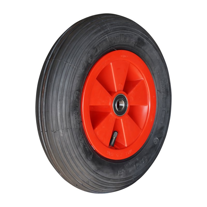 luchtband + wiel 3.50-8 2.50Ax8 NL75mm kunststof V-9128 rood