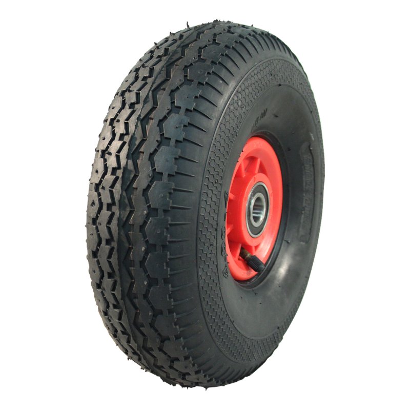 Komplettrad 4.00-4 2.10x4 ET0 NL75mm Kunststoff V-6504 Rot