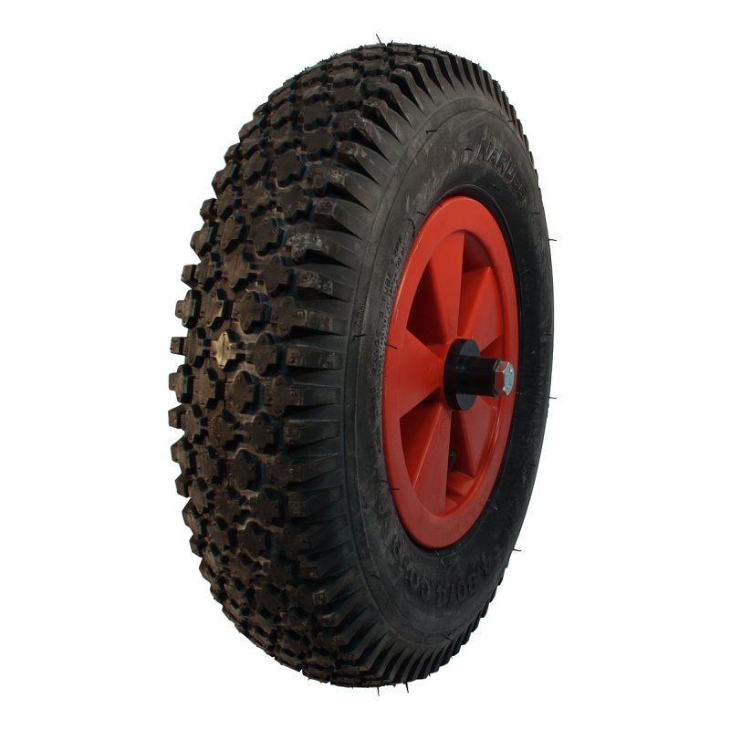 Komplettrad 4.80/4.00-8 2.50Ax8 ET0 NL75mm Kunststoff S-2202 Rot 130mm Rollenlager