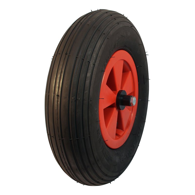 air tire + wheel 4.80/4.00-8 2.50Ax8 ET0 NL75mm plastic S-2301 red 130mm roller bearing