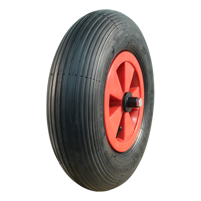 pneu + roue 4.80/4.00-8 2.50Ax8 ET0 NL75mm plastique S-2301 Rouge 130mm roulement à rouleaux