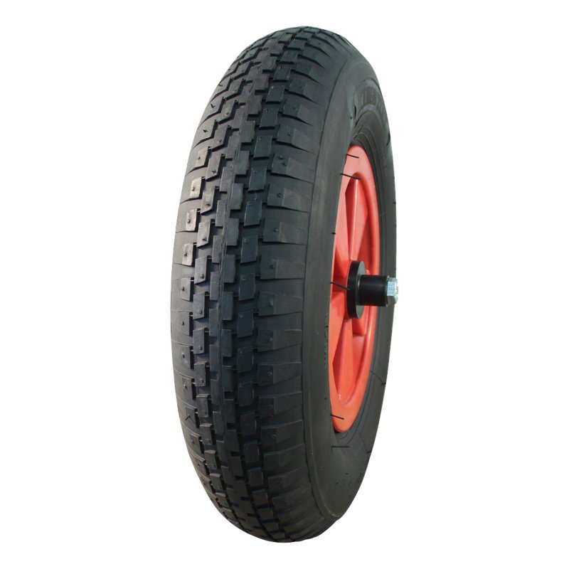luchtband + wiel 4.80/4.00-8 2.50Ax8 ET0 NL75mm kunststof V-6635 rood 130mm rollager