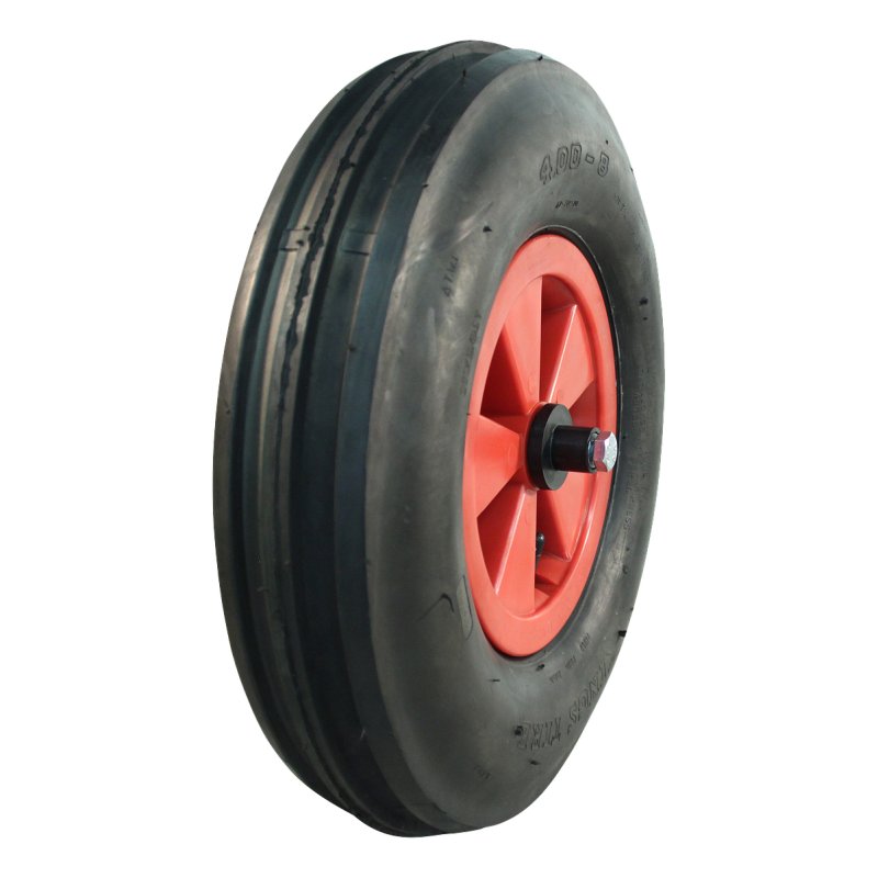 Komplettrad 4.80/4.00-8 2.50Ax8 ET0 NL75mm Kunststoff V-8502 Rot 130mm konus-kogellager