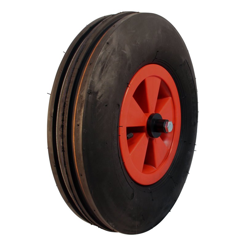 luchtband + wiel 4.80/4.00-8 2.50Ax8 ET0 NL75mm kunststof V-8502 rood 130mm rollager