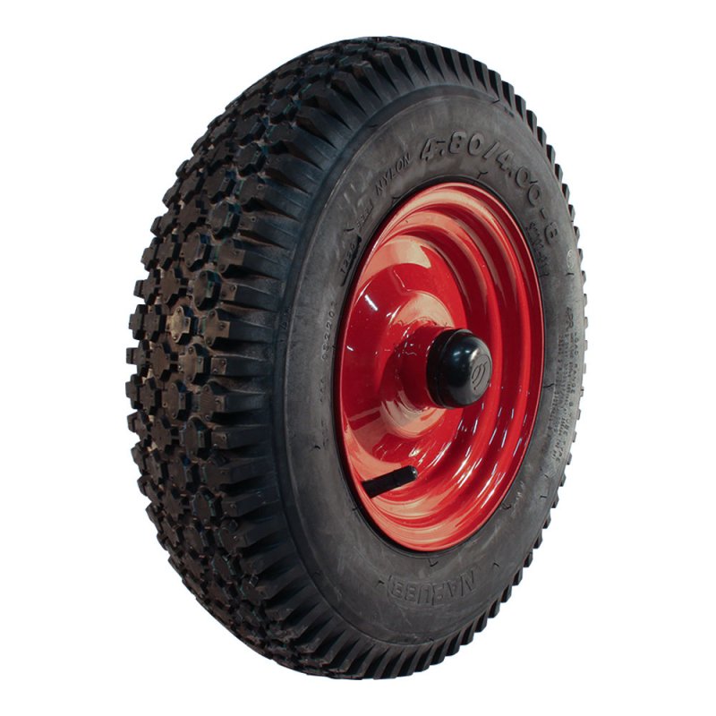 luchtband + wiel 4.80/4.00-8 2.50Ax8H2 ET7 kogellager Ø25 NL88mm staal S-2202 rood
