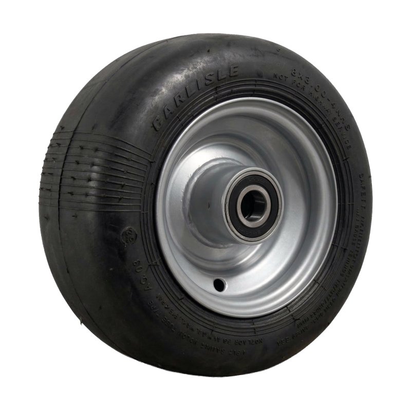 air tire + wheel 11x4.00-5 (100/75-5) 3.00x5 ET0 ball bearing Ø20 NL100mm steel Smooth silver grey