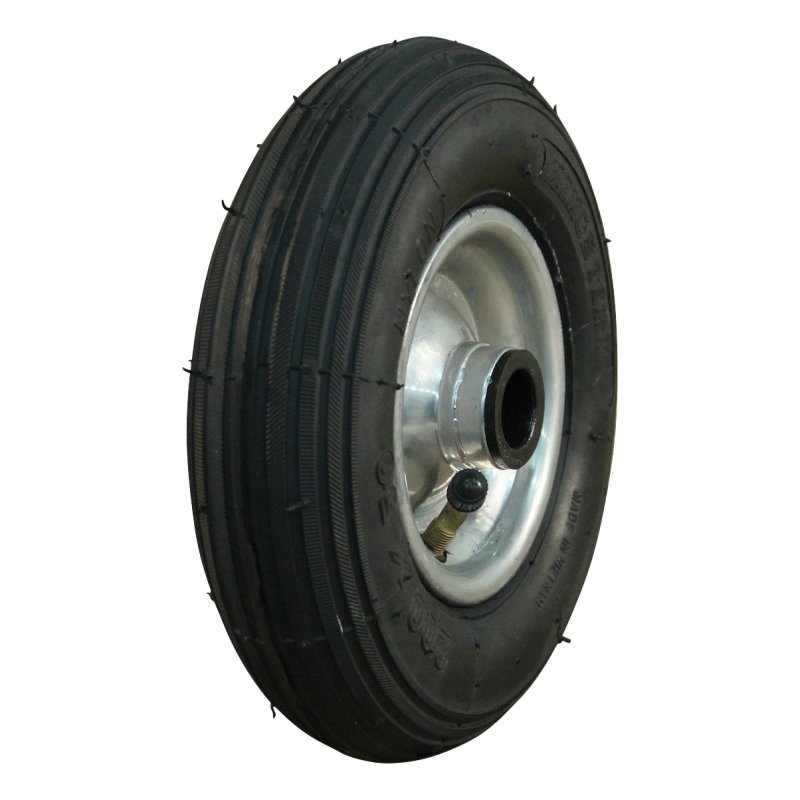 luchtband + wiel 200x50 1.25x3.8 (200x50) ET0 NL60mm staal V-5501 zilvergrijs