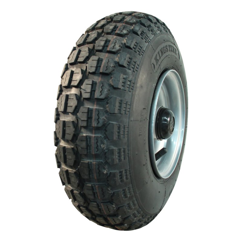 luchtband + wiel 4.00-6 4.50Ax6 ET0 NL88mm staal V-6632 zilvergrijs