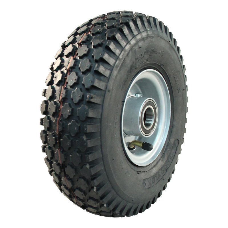 Komplettrad 4.10/3.50-4 2.10-4H2 ET0 Kugellager Ø25 NL75mm Stahl V-6602 Silbergrau