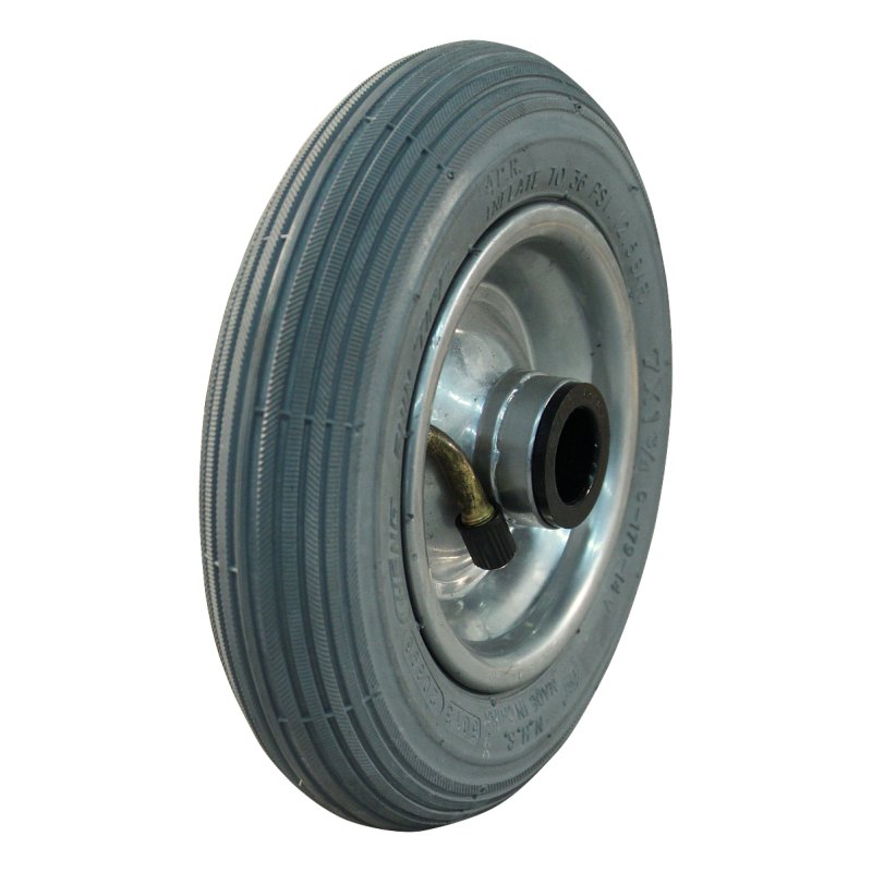 luchtband + wiel 7x1 3/4 (175x45) 1.25x3.8 (200x50) ET0 NL60mm staal C-179 zilvergrijs