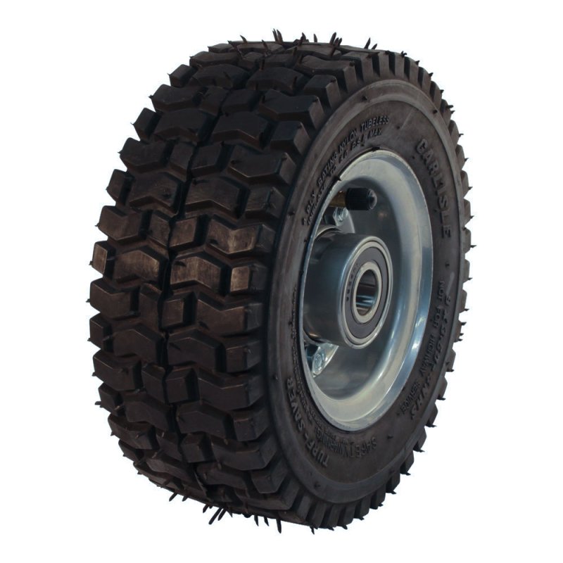 air tire + wheel 9x3.50-4 2.10-4 ET0 ball bearing Ø20 NL75mm steel Turf Saver silver grey