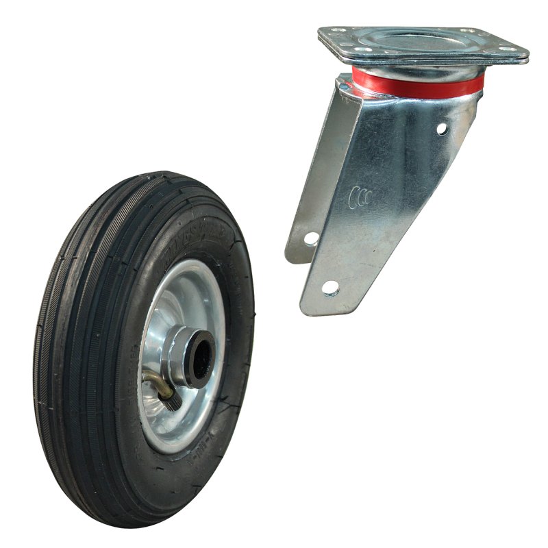 swivel castor 2.50-3 (210x65) 1.50x3 ET0 NL60mm steel V-5501 silver grey 210mm 17 plate mounting roller bearing