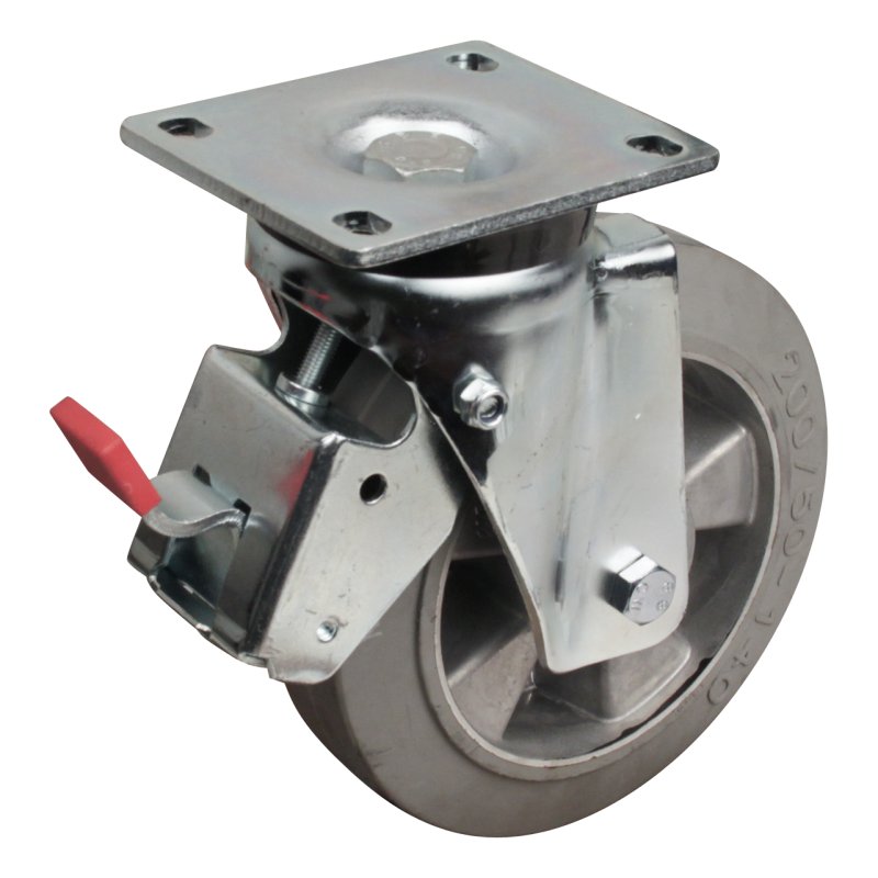 swivel castor with brake 200mm series 12 ᠆ 14 plate mounting ball bearing