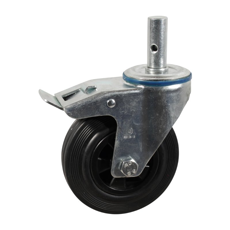 swivel castor with brake 80mm series 01 ᠆ 15 pin plain bore