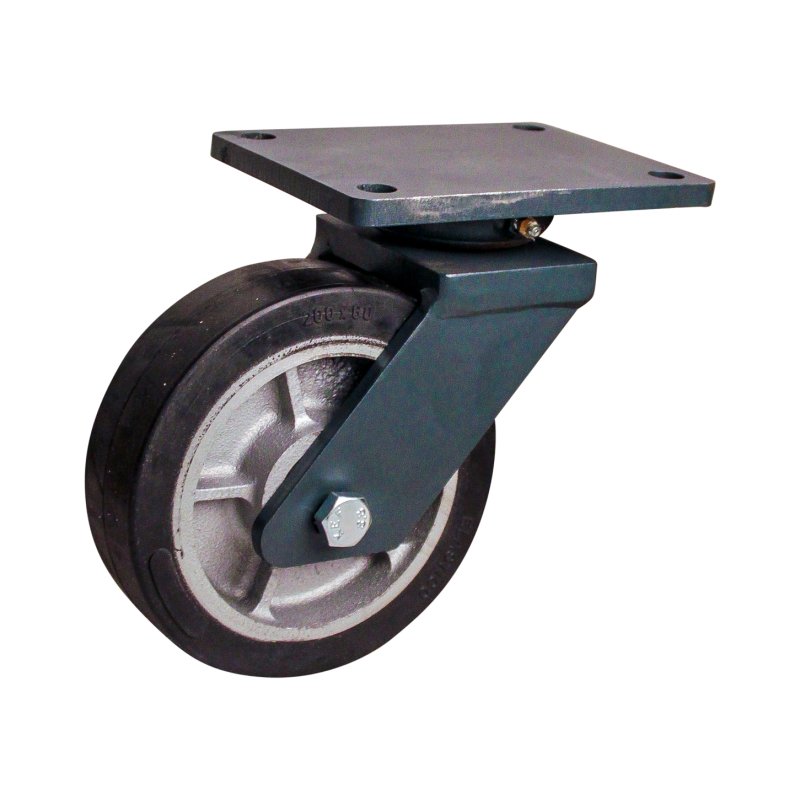 swivel castor with brake 200mm series 04 ᠆ 46 plate mounting ball bearing