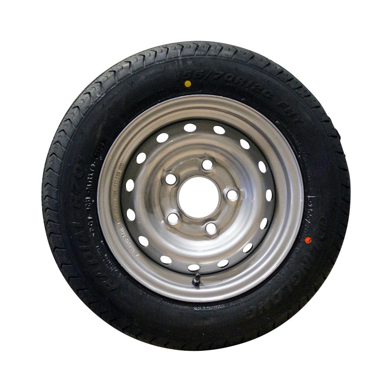 pneu + roue 155/70 R12C 5½Jx12H2 ET30 67/112/5 métal R701 M+S gris argent