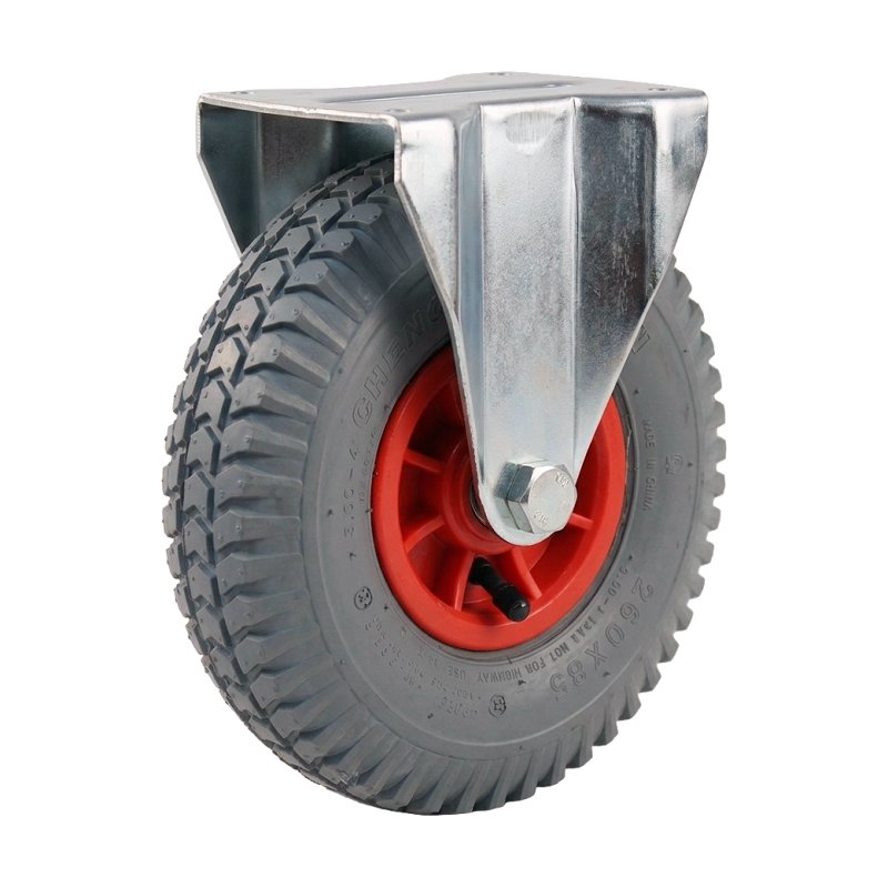 fixed castor 3.00-4 2.10x4 ET0 roller bearing Ø20 NL75mm plastic C-248 red 91 plate mounting roller bearing
