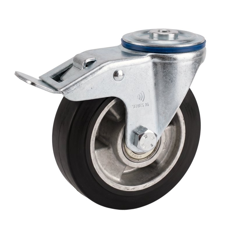 swivel castor with brake 125mm series 10 ᠆ 15 pin ball bearing