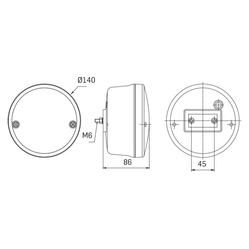 LED ADR Rücklicht, darklook Objektiv, DIN, 12-24V 5-PIN
