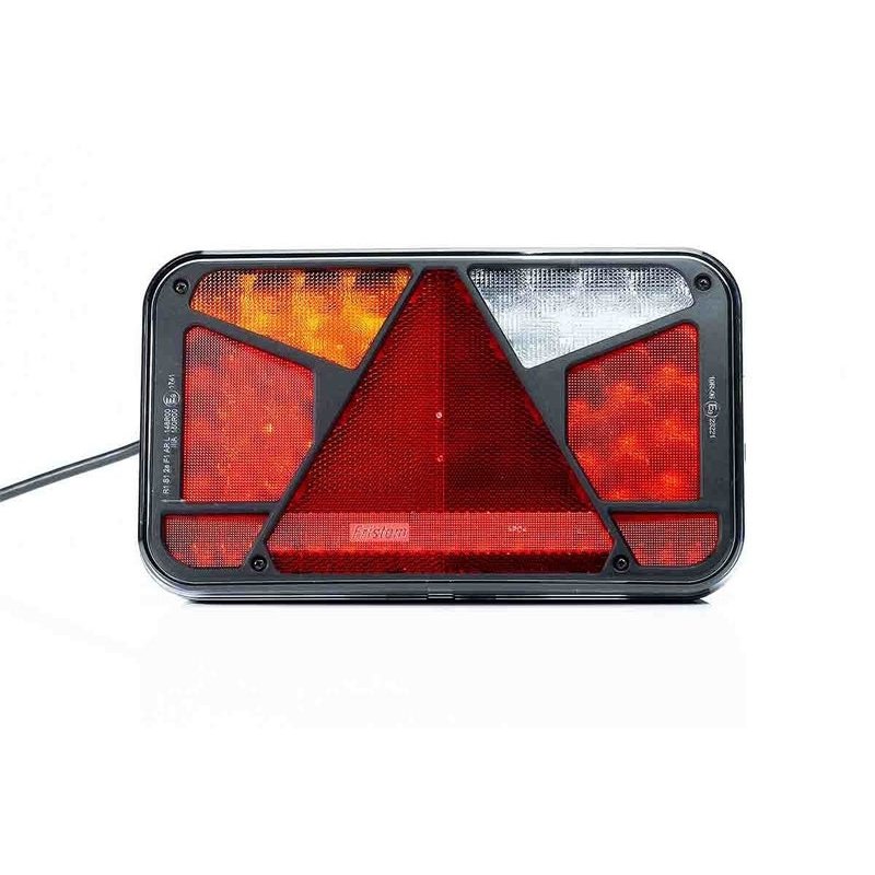 Links | LED Rücklicht mit Kennzeichenleuchte | 12-24V | 7-Funktionen | 100cm. Kabel