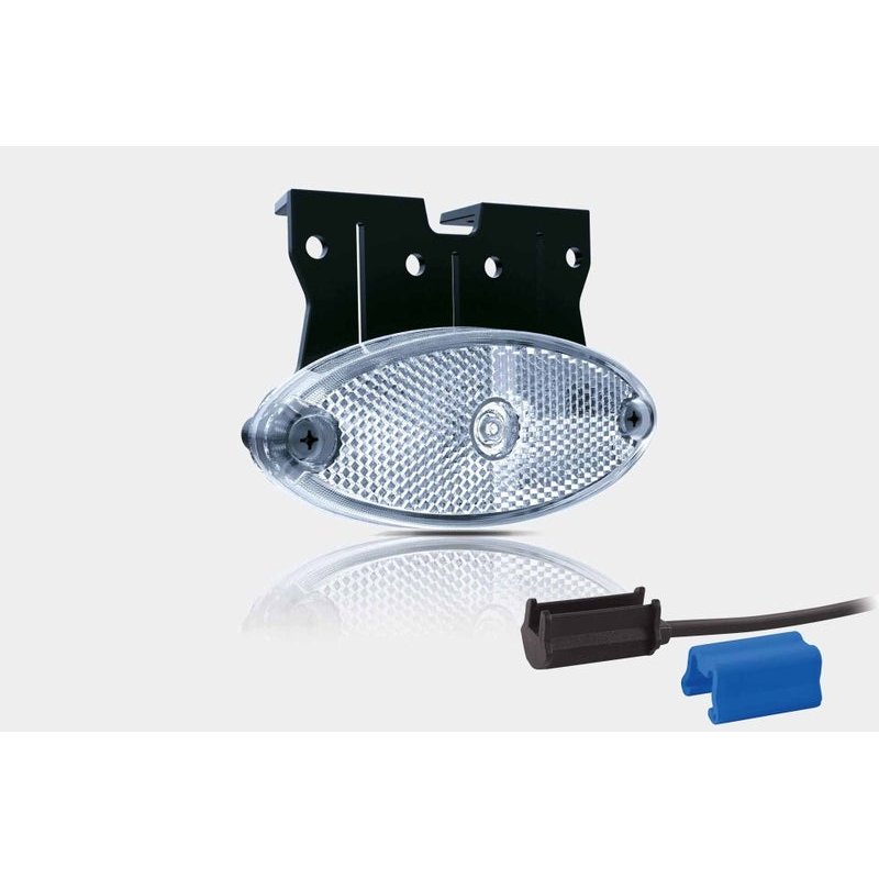 Feu de position LED ovale blanc avec support | 12-24V | 0.75mm². connecteur
