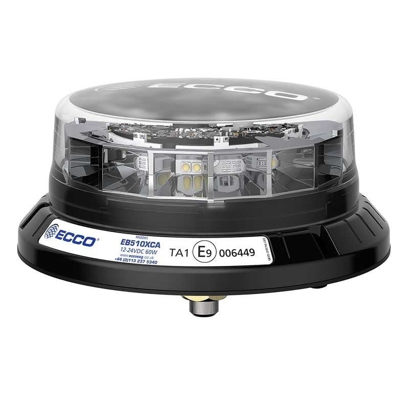 LED R65 zwaailamp 12-24V amber/transp./CISPR/IP69K/1-Bouts