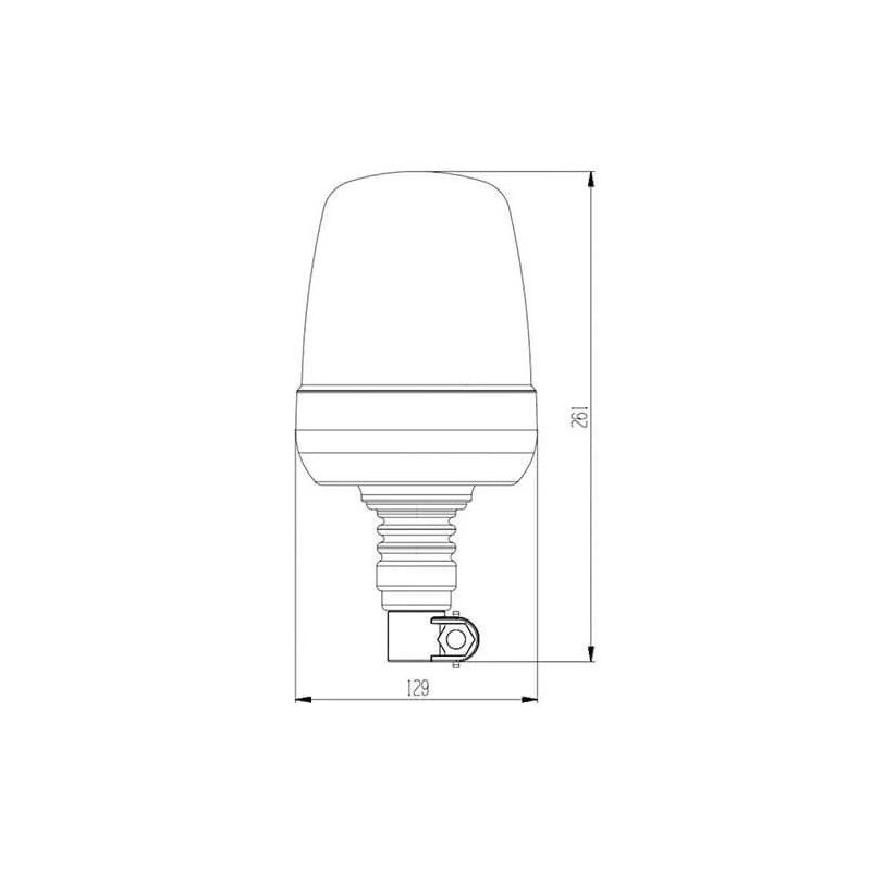 Gyrophare LED orange R65 avec support de montage Flexi DIN 24V