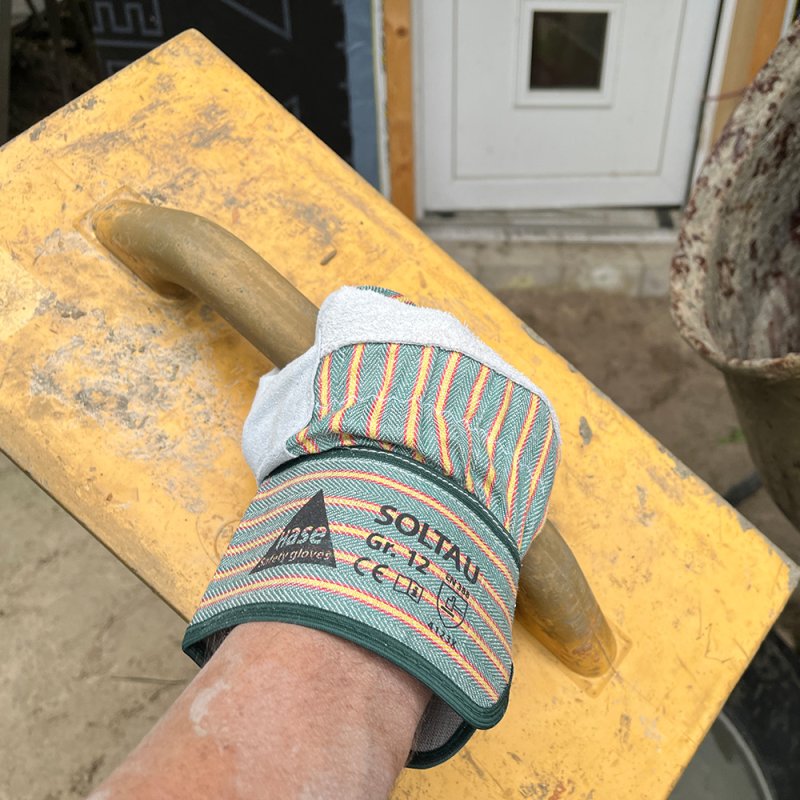 Arbeitshandschuhe Spaltleder Größe 7 weiss / grün-gelb