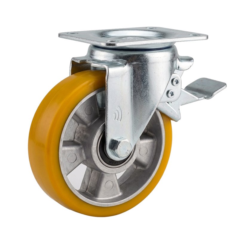 swivel castor with brake 150mm series 29 ᠆ 12 plaatbevestiging met uitsparing richtingvastzetter ball bearing