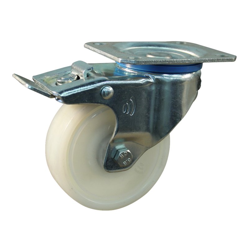 swivel castor with brake 125mm serie 34 ᠆ 12 plate mounting ball bearing