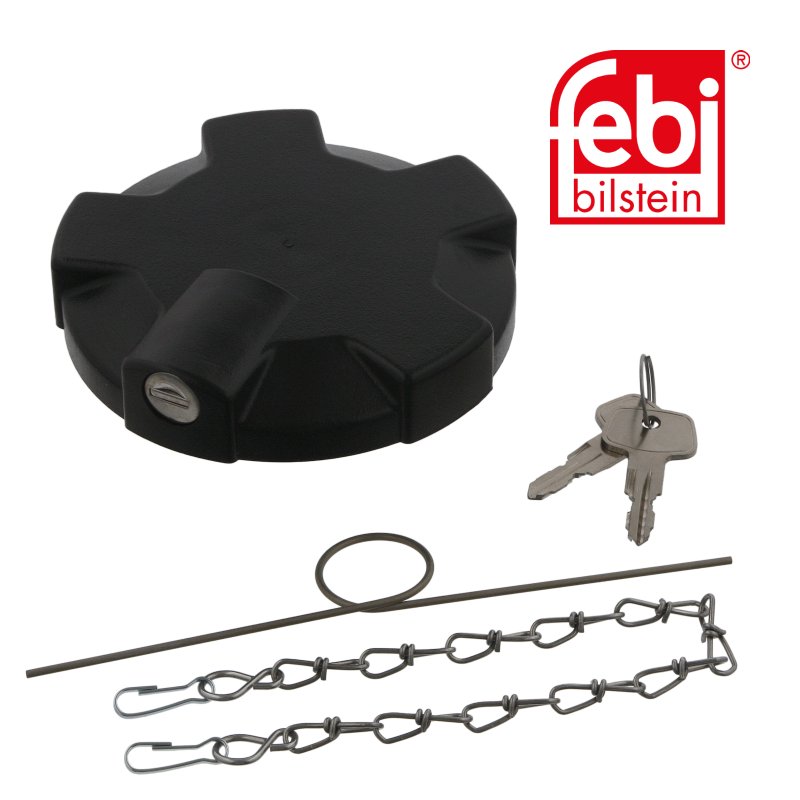 Fuel Filler Cap lockable, solid with gasket and chain