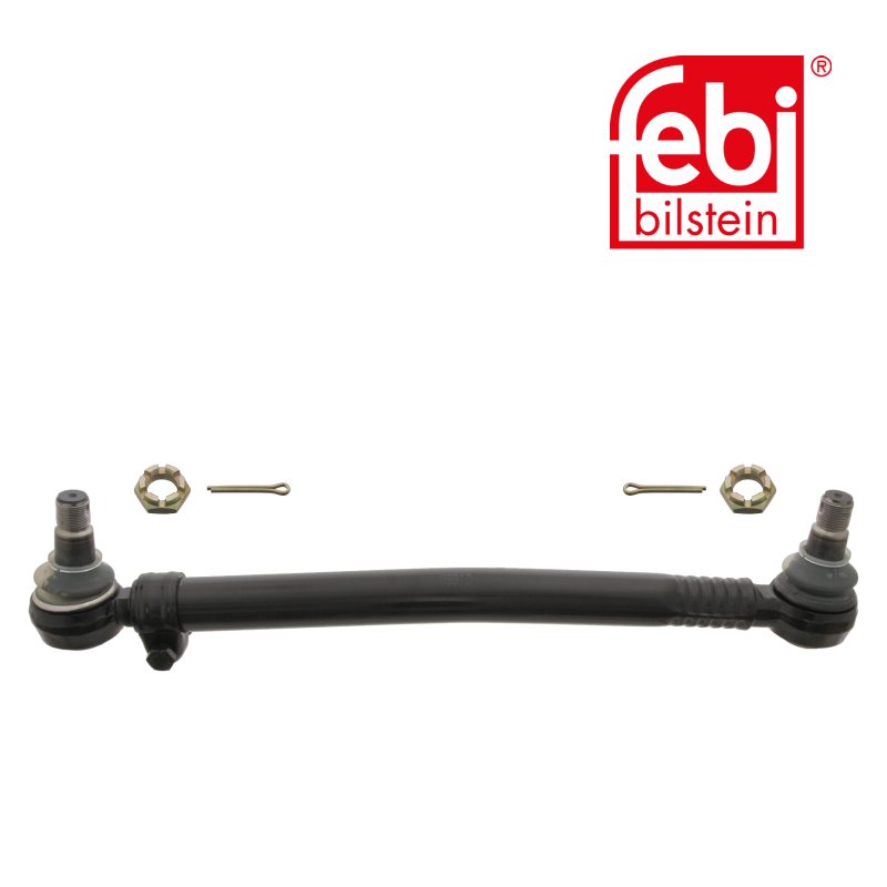 Drag Link with castle nuts and cotter pins, from steering gear to 1st front axle