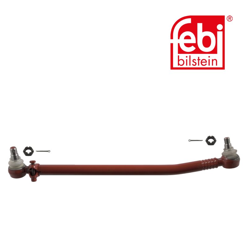 Drag Link with castle nuts and cotter pins, from steering gear to 1st front axle