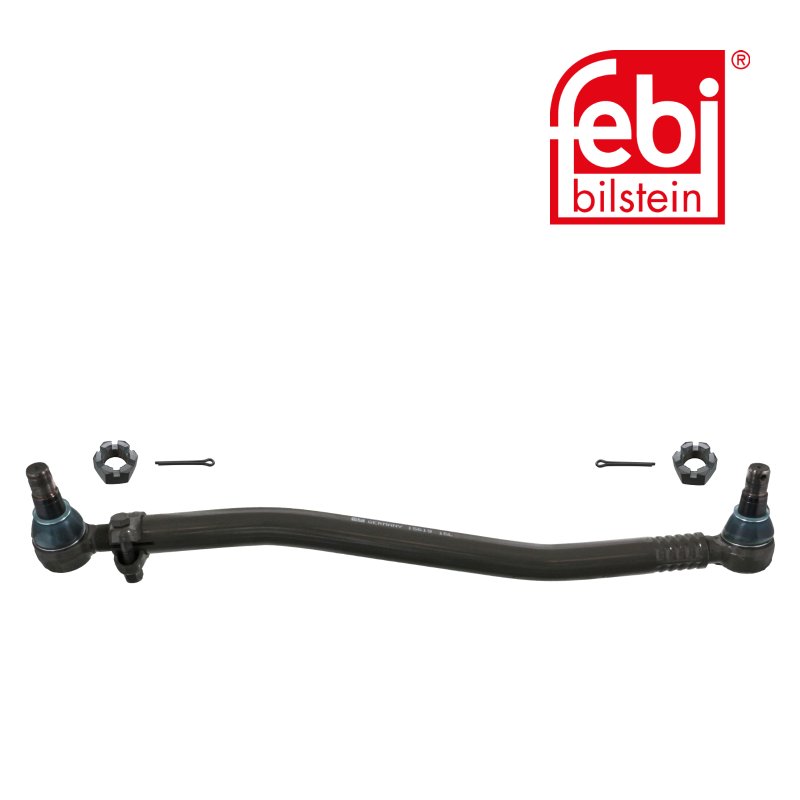 Drag Link with castle nuts and cotter pins, from steering gear to 1st front axle