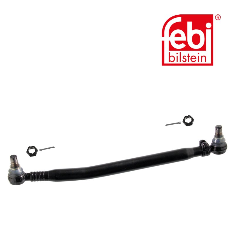 Drag Link with castle nuts and cotter pins, from steering gear to 1st front axle