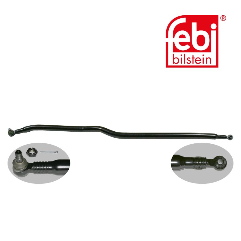 Drag Link with castle nut and cotter pin, from 1st idler arm to 2nd idler arm
