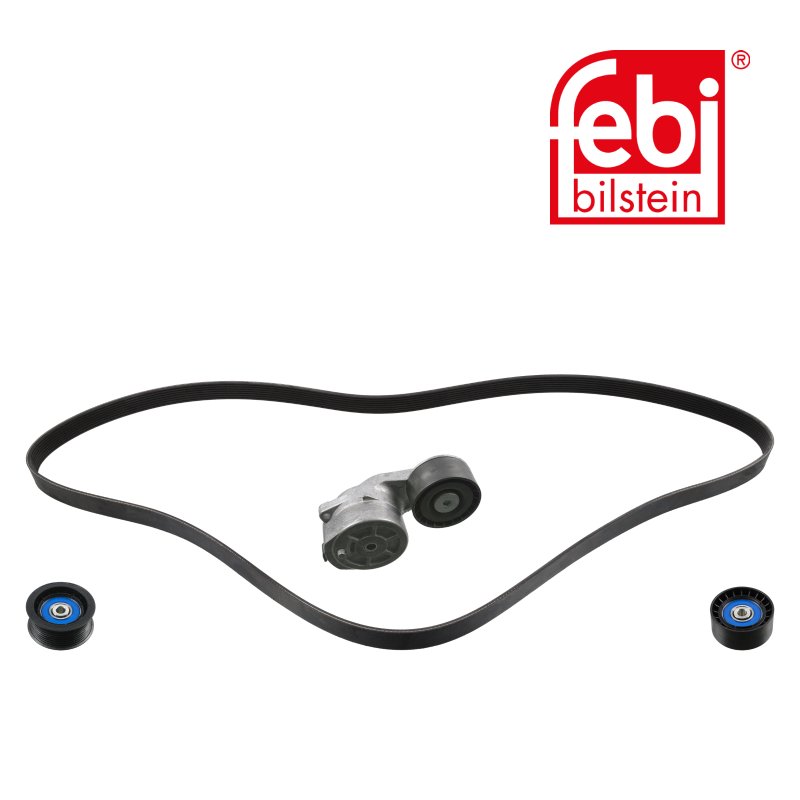 Multi-V-riem-, v-snaar set met riemspanner, omkeer- en spanrol