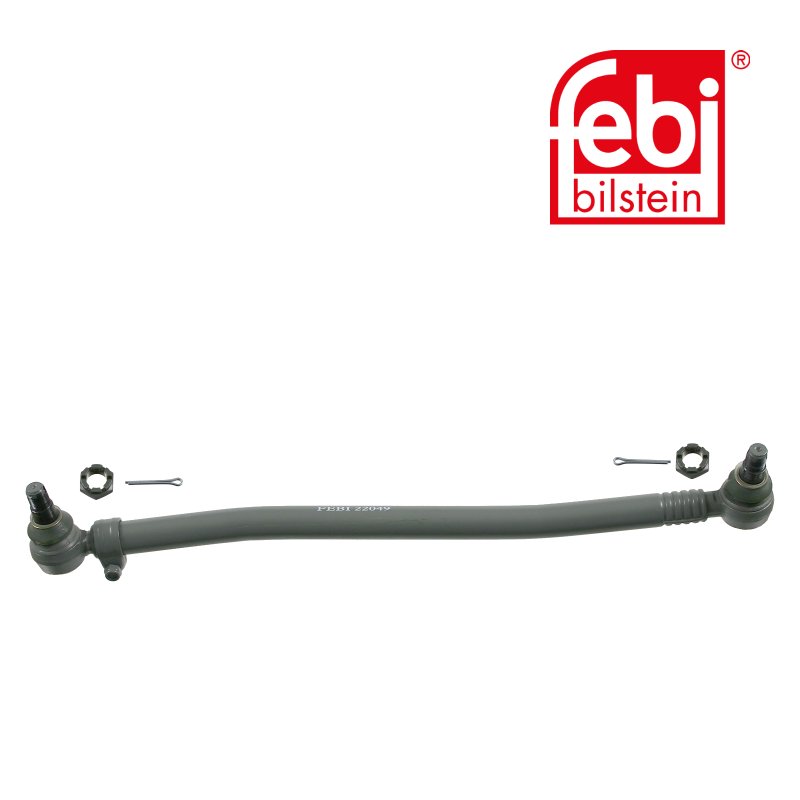 Drag Link with castle nuts and cotter pins, from steering gear to 1st front axle