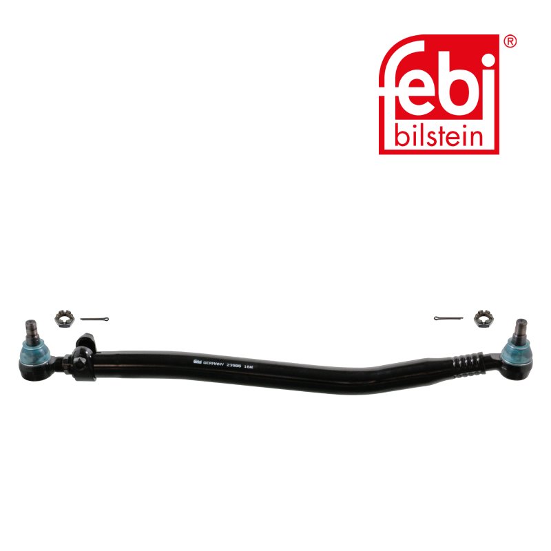 Drag Link with castle nuts and cotter pins, from steering gear to 1st front axle