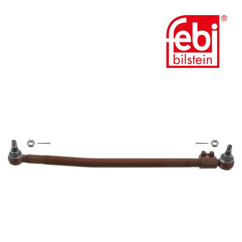 Drag Link with castle nuts and cotter pins, from steering gear to 1st front axle