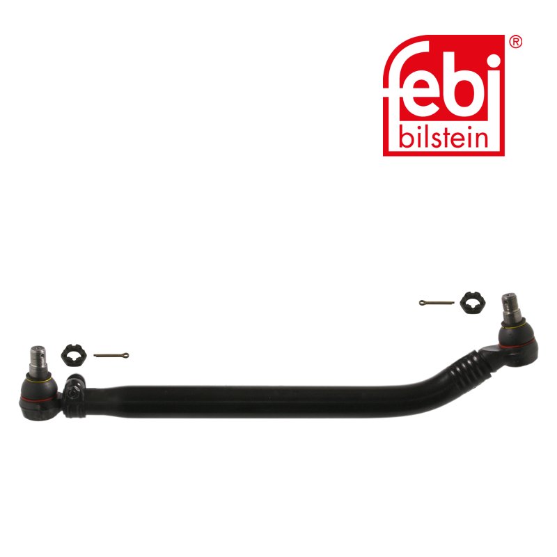 Drag Link with castle nuts and cotter pins, from steering gear to 1st front axle